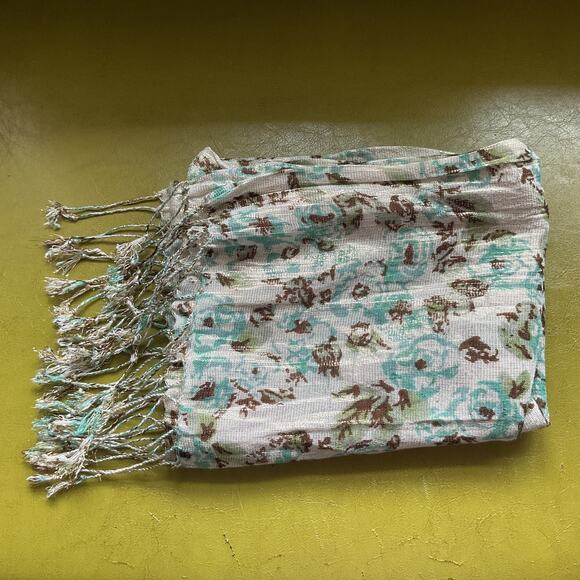 Charming Charlie Womens Tassel Rectangle Multicolor Scarf Floral Print 76 x 15 - Picture 5 of 8